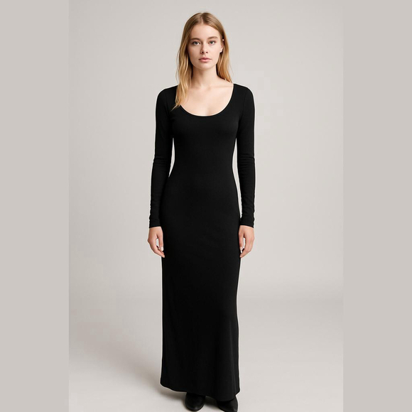 SHEIN Black Maxi Long Sleeve Dress Small - Picture 1 of 9